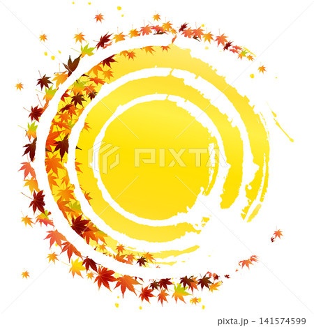 秋の紅葉を描いた円形抽象フレーム 秋の紅葉を描いた円形抽象フレーム 141574599