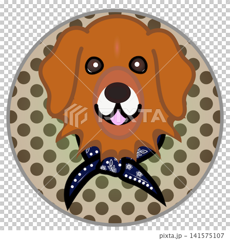 Golden Retriever face illustration with a circular background Golden Retriever face illustration with a circular background 141575107