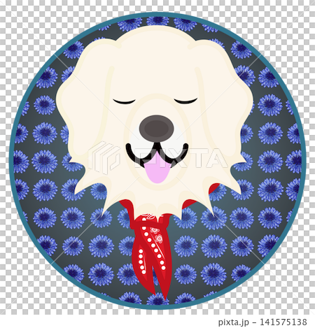 Golden Retriever face illustration with a circular background Golden Retriever face illustration with a circular background 141575138