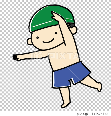 Swimming - Illustration of a boy in a swimsuit 03 Swimming - Illustration of a boy in a swimsuit 03 141575148