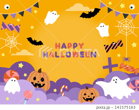 ポップなハロウィンの背景素材 ポップなハロウィンの背景素材 141575163