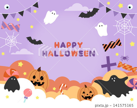 ポップなハロウィンの背景素材 ポップなハロウィンの背景素材 141575165