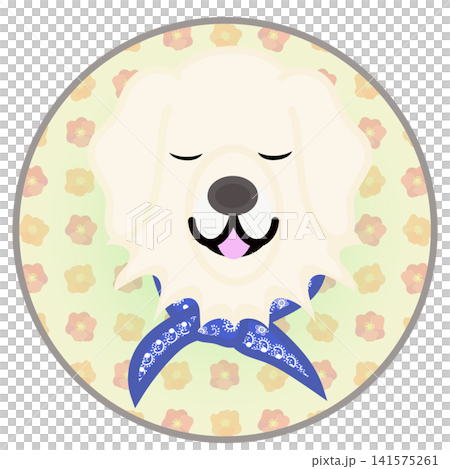 Golden Retriever face illustration with a circular background Golden Retriever face illustration with a circular background 141575261