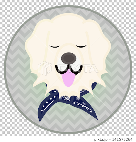 Golden Retriever face illustration with a circular background 141575264