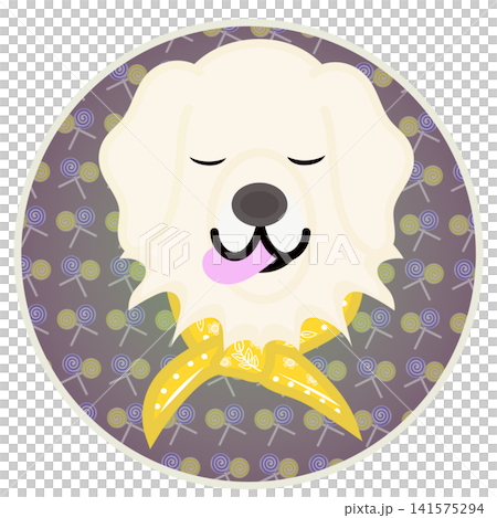 Golden Retriever face illustration with a circular background Golden Retriever face illustration with a circular background 141575294