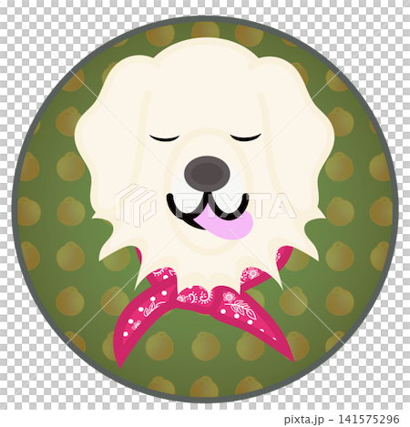 Golden Retriever face illustration with a circular background Golden Retriever face illustration with a circular background 141575296