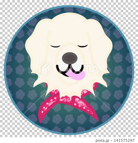 Golden Retriever face illustration with a circular background Golden Retriever face illustration with a circular background 141575297