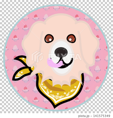 Golden Retriever face illustration with a circular background Golden Retriever face illustration with a circular background 141575349