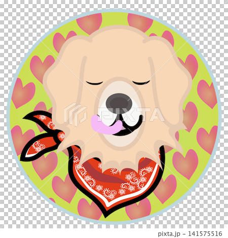 Golden Retriever face illustration with a circular background Golden Retriever face illustration with a circular background 141575516