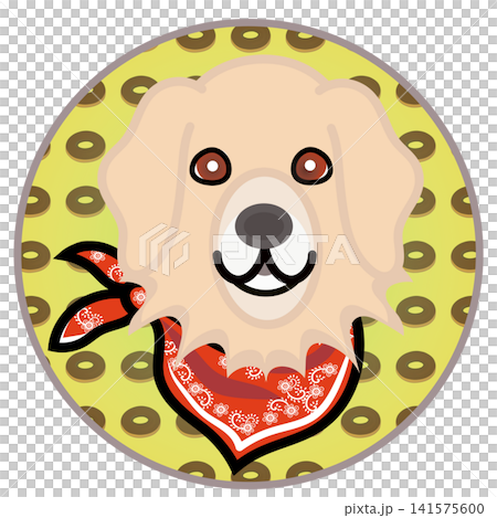 Golden Retriever face illustration with a circular background 141575600