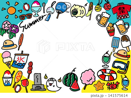 夏素材 フレームイラスト 枠 夏素材 フレームイラスト 枠 141575614