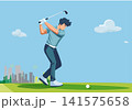 Professional Golfer Swing Illustration 141575658