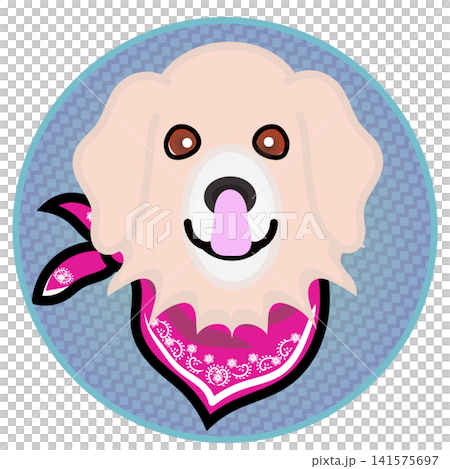 Golden Retriever face illustration with a circular background 141575697