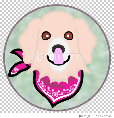 Golden Retriever face illustration with a circular background Golden Retriever face illustration with a circular background 141575698