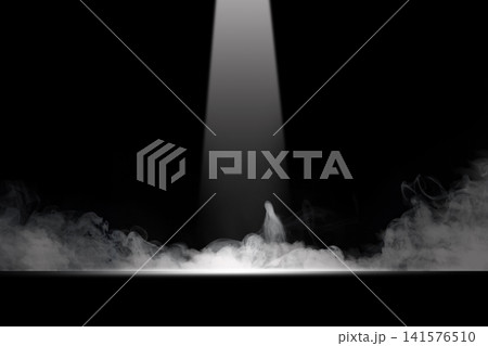 A high-contrast cinematic shot of a single vertical beam of white light shining down onto a dark, smoky floor, perfect for product displays or theatrical presentations. Smoke background A high-contrast cinematic shot of a single vertical beam of white light shining down onto a dark, smoky floor, perfect for product displays or theatrical presentations. Smoke background 141576510