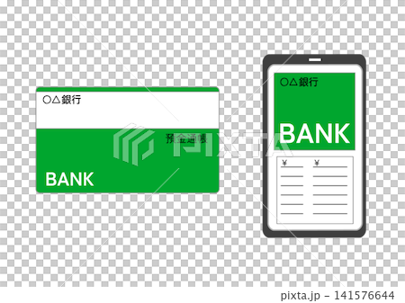 銀行存摺和銀行應用程式的插圖。 銀行存摺和銀行應用程式的插圖。 141576644