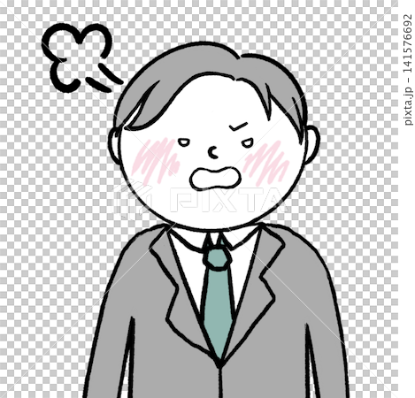 圖解:一位身穿西裝、看起來很生氣的男士。 圖解:一位身穿西裝、看起來很生氣的男士。 141576692