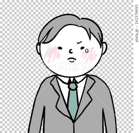 圖解:一名身穿西裝的男子因沮喪而流淚。 圖解:一名身穿西裝的男子因沮喪而流淚。 141576693