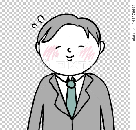 照れているスーツの男性人物イラスト 141576696