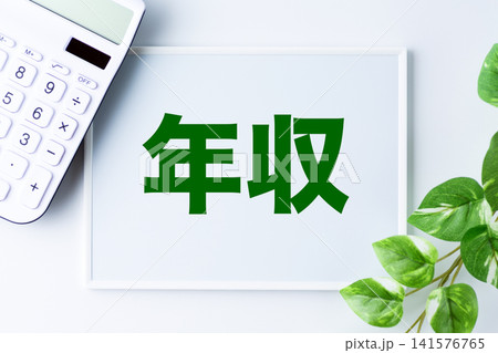 年収の文字のホワイトボード 年収の文字のホワイトボード 141576765