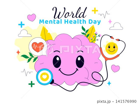 World Mental Health Day Illustration Featuring Emotional Wellness, Brain Health Awareness, Psychological Support, Mindfulness, and Community Care World Mental Health Day Illustration Featuring Emotional Wellness, Brain Health Awareness, Psychological Support, Mindfulness, and Community Care 141576990
