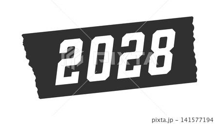 黒いテープに白い数字の2028の文字 - シンプルでおしゃれな西暦2028年や番号などの装飾素材 黒いテープに白い数字の2028の文字 - シンプルでおしゃれな西暦2028年や番号などの装飾素材 141577194