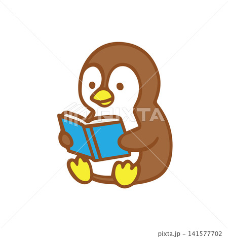 cute penguin reading a book cute penguin reading a book 141577702