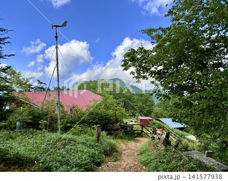 埼玉県秩父市・雲取山山頂近くの雲取山荘、山小屋での食事と宿泊、森林のテント場 141577938