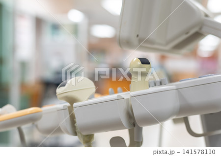 Close view of ultrasound probes diagnostic imaging equipment modern hospital supporting medical examination healthcare technology patient diagnosis Close view of ultrasound probes diagnostic imaging equipment modern hospital supporting medical examination healthcare technology patient diagnosis 141578110