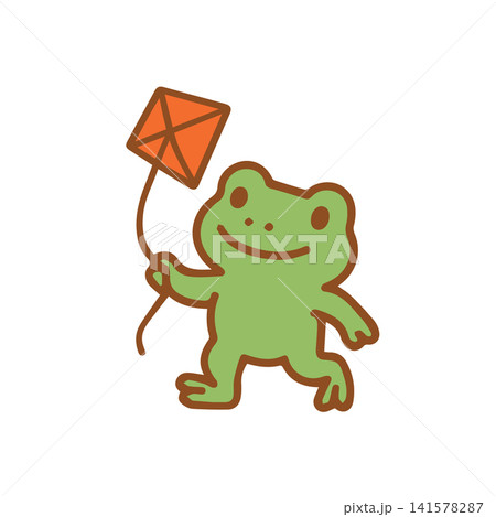 cute frog playing kite 141578287