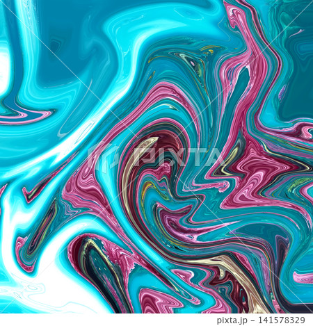 Fluid Art. Abstract colorful background, wallpaper. Mixing paints. Modern art. Marble texture 141578329