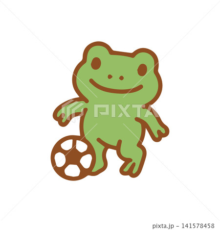 cute frog playing soccer 141578458