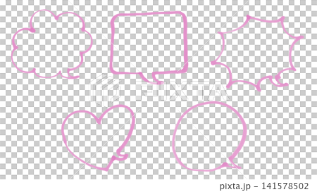 Large speech bubble set drawn with softly colored markers (pink) Large speech bubble set drawn with softly colored markers (pink) 141578502