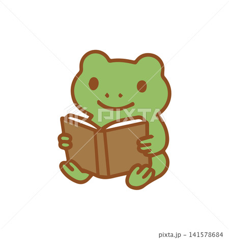 cute frog reading a book cute frog reading a book 141578684