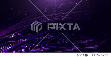 Digital technology background with blue dotted lines wave lines lighting Digital technology background with blue dotted lines wave lines lighting 141578766