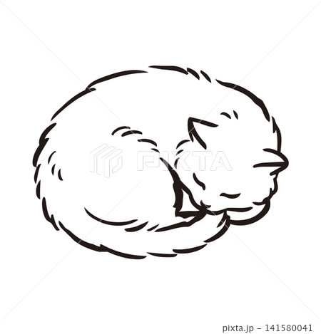 手描きのゆるいリラックスした猫のイラスト 手描きのゆるいリラックスした猫のイラスト 141580041