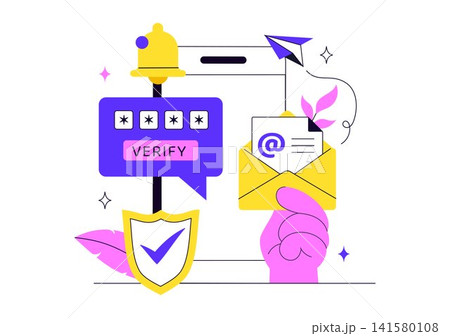 Email Verification Vector Illustration Featuring Secure Email Authentication, Account Confirmation Protection, Verified Messages, and Digital Security Email Verification Vector Illustration Featuring Secure Email Authentication, Account Confirmation Protection, Verified Messages, and Digital Security 141580108