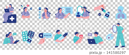 Medical and health illustration set Medical and health illustration set 141580297