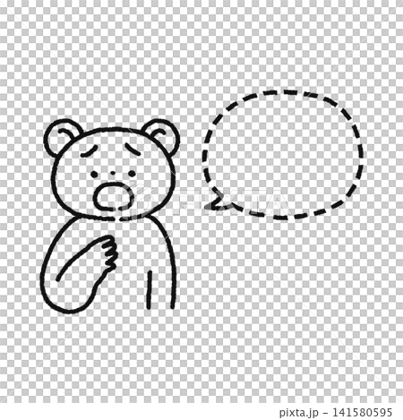 声が出ないクマ　線画 141580595