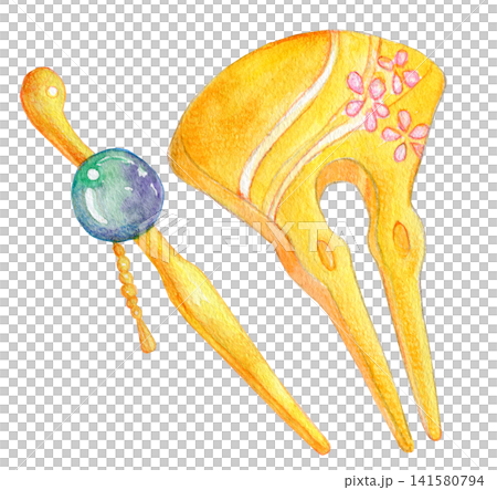 水彩插畫,手繪插畫,玳瑁髮飾 水彩插畫,手繪插畫,玳瑁髮飾 141580794