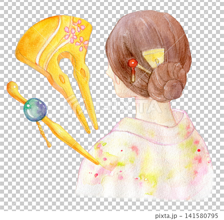 水彩插畫,手繪插畫,玳瑁髮飾 水彩插畫,手繪插畫,玳瑁髮飾 141580795