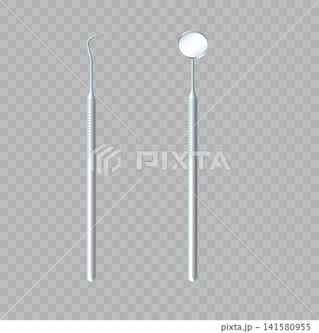 Realistic Stainless Steel Dental Instruments Vector 141580955