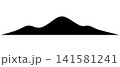 A black silhouette of a mountain range with rolling hills and a central peak, isolated on a transparent background. 141581241