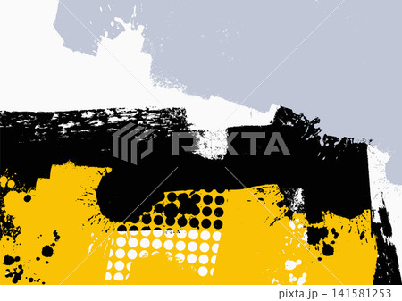 Yellow and Black Grunge Paint Background 141581253