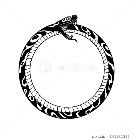 Ouroboros snake biting its tail in a perfect circle Ouroboros snake biting its tail in a perfect circle 141581595