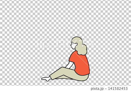 一個女人坐著發呆 一個女人坐著發呆 141582453