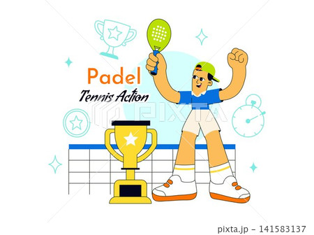 Padel Tennis Action Vector Illustration Featuring Dynamic Match Play, Professional Racket Skills, Competitive Court Sports, and Athletic Performance Padel Tennis Action Vector Illustration Featuring Dynamic Match Play, Professional Racket Skills, Competitive Court Sports, and Athletic Performance 141583137