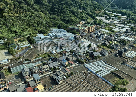静岡県静岡市の農村地帯とビニールハウス群を捉えた空撮写真 静岡県静岡市の農村地帯とビニールハウス群を捉えた空撮写真 141583741