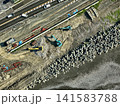 静岡市沿岸部の護岸工事現場を真上から捉えた空撮写真 141583788