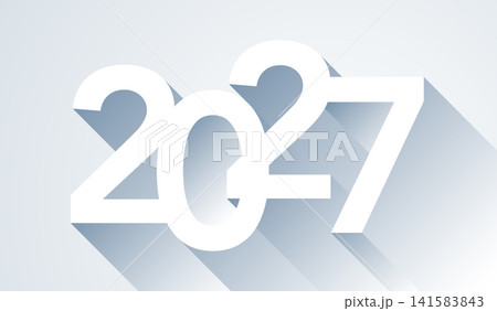 Happy New Year 2027 3D number, typography logo card design Happy New Year 2027 3D number, typography logo card design 141583843